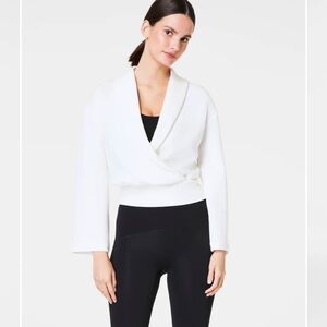 NWT! SPANX AirEssentials Shawl Collar Wrap Top in Powder Air Essentials